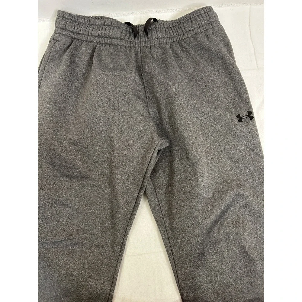 Under Armour Boys Youth Large Grey Logo Polyester Jogger Sweatpants Sz‎ L